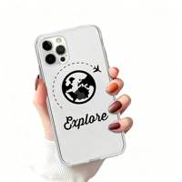 Casing HP Silikon Peta Dunia Cetak IMD Stiker Air untuk iPhone 11 12 Pro Max, untuk iPhone 12 Pro Casing Peta Dunia