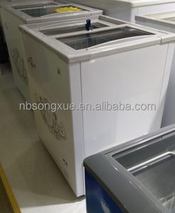 Congélateur à double porte ouverte, <span class=keywords><strong>petit</strong></span> volume de <span class=keywords><strong>100L</strong></span>, plat, double couche, avec porte coulissante en verre - Product Image 4