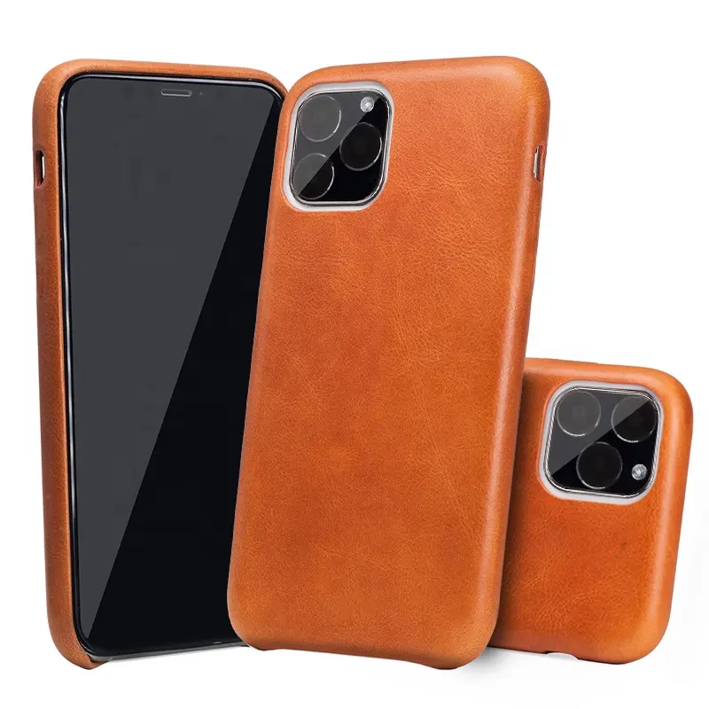 Mewah Retro Asli Kulit Kembali Cover Minyak Wax Real Kulit Sapi Full Cover Edge Ponsel Case untuk Iphone/11 12/Huawei/Samsung