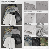 Pantalones Cortos de Mezclilla con Cintura Elástica para Hombre, Talla Grande, Pantalones Cortos de Mezclilla Blancos, Jorts Largos con Diseño de Pantalones Cortos de Mezclilla Blancos y Dorados para Hombre