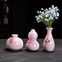 Vas Bunga Keramik Mini Pink Buatan Tangan untuk Bunga Segar dan Kering, Hiasan Porselen, Botol Dekorasi Rumah, Hadiah Kreatif, Grosir