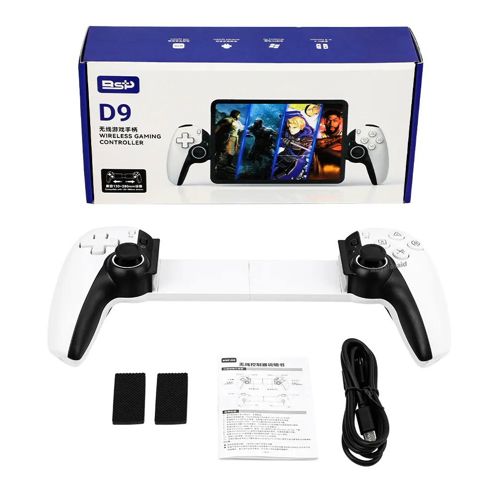 D9 Mobile Phone Stretching Game Controller Wireless BT-Compatible For Switch/PS3/PS4/Table PC Dual Hall Somatosensory Controller