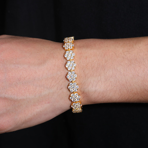 Самый продаваемый браслет-цепочка из позолоченного 18-каратным золотом циркония с кластерным дизайном, прозрачный, в стиле кубинской цепи, унисекс, модный, трендовый стиль - Product Image 5