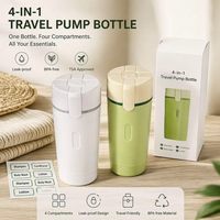 Flacon de voyage rechargeable 4-en-1 anti-fuite pour shampoing, lotion, démaquillant et flacons distributeurs étanches