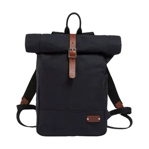 Manufacture Large Capacity Roll Top Business Backpack Custom Logo Stylish Laptop Backpacks Bags For Men