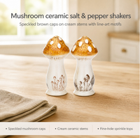 Ensemble de salières et poivrières en céramique peintes à la main en forme de champignon, design vintage créatif et adapté aux enfants, avec couvercle étanche