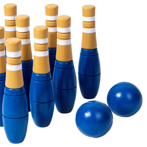Jeu de bowling en bois pour enfants - Jeu sportif d'intérieur <span class=keywords><strong>et</strong></span> d'extérieur pour garçons <span class=keywords><strong>et</strong></span> filles - Jouet interactif familial - Product Image 1