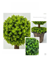Décoration extérieure : Boule de buis artificielle sphérique en plastique synthétique, fausse plante verte avec pot en plastique noir