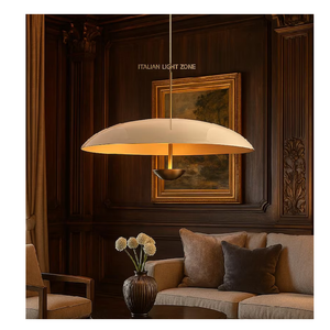 Lustre suspendu en laiton de style moderne du milieu du siècle, design italien, dôme, années 1950, réglable, fait main, luminaire de plafond vintage - Product Image 1