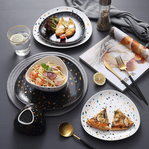 <span class=keywords><strong>Restaurante</strong></span> hecho a mano, vajilla de cerámica de impreso de <span class=keywords><strong>la</strong></span> placa de <span class=keywords><strong>la</strong></span> cena - Product Image 3