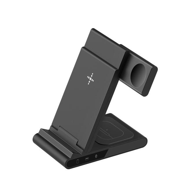 15W X1 Portable Fast Wireless Charging Station 3-in-1 Folding Dock with Magnetic Holder Wireless US Socket Standard