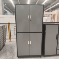 Armoire de rangement en acier verrouillable avec compartiments supérieurs et inférieurs, design moderne pour hôpital, laboratoire, bureau, entrepôt, usage domestique ou professionnel