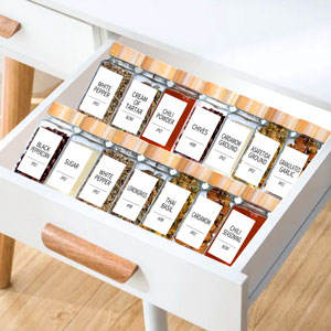 Pote de Tempero tarros de vidrio 24 tarros de especias condimento olla cocina botella de especias tarro de almacenamiento de vidrio de comida <span class=keywords><strong>con</strong></span> tapa de bambú conjunto - Product Image 3