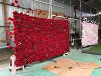 Mur de fleurs artificielles rose sur mesure grand format, vente en gros d'usine Bagang, produit phare