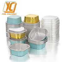 XC Y73 50ML Moule à cupcakes en papier moderne personnalisable, mini-contenant jetable en aluminium avec couvercle en plastique de qualité alimentaire