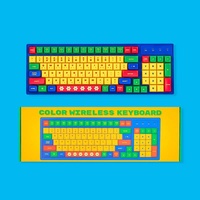 Clavier mécanique sans fil bimodal à blocs de couleur, design élégant pour ordinateurs portables et tablettes, usage bureau et domicile, unisexe