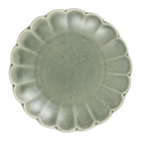 Assiette de table en céramique de grande taille, de style occidental vintage, simple, couleur unie, en forme de fleur, à volants, de grande valeur, vente en gros