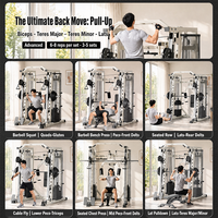 Station de musculation multifonction en acier au carbone, machine Smith, rack à squats, entraîneur à câbles croisés, pile de poids de 140 kg, entraînement de force