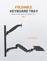 WS02 ErgoSpot Plateau de clavier à bras de moniteur unique et support mural réglable en hauteur pour une utilisation pratique du moniteur