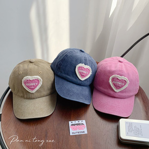 Gorra de Béisbol de 6 Paneles con Diseño de Dibujos Animados, Estilo Dulce Corazón, de Algodón, con Visera, para Niñas, Protección Solar, Estilo Primavera-Verano, Común - Product Image 5