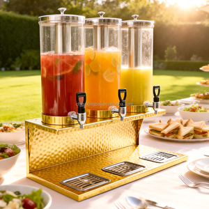 XINGPAI Arabic Hotel Supplies Stainless Steel 3 Tanks Nine Liters Gold Luxury Juice <strong>Dispenser</strong> <strong>Beverage</strong> <strong>Dispenser</strong> - Product Image 1