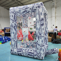 Cabine gonflable de machine de grippage d'argent de cube en espèces de PVC avec le ventilateur pour annoncer la promotion d'événement