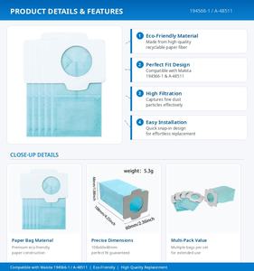<span class=keywords><strong>Bolsa</strong></span> de Filtro de Polvo de Papel Reutilizable de Alta Calidad para Aspiradoras Makita, Accesorio de Fabricante a Bajo Precio para Garaje - Product Image 2