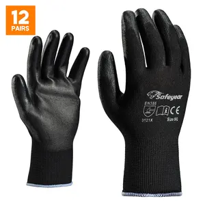 Gants de sécurité avec revêtement en PU, 2 pièces, pour la Protection industrielle des mains, le nettoyage, le jardin, les mécaniques, etc