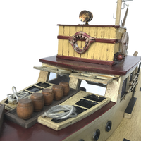 Bateau de Chasse au Requin Orca en Bois de 37 cm, Modèle inspiré du film 'Jaws' de Steven Spielberg, Décoration Nautique Rustique et Antique, Vente en Gros