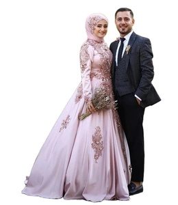 Al1625 <span class=keywords><strong>2025</strong></span> Arabic ren Wedding Dress đối với người Hồi giáo dài tay áo hoa pha lê dân sự khiêm tốn appliques ruffles Bridal Bridal - Product Image 1
