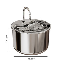 AOJI Ultra Quiet Charge Plug-in Stainless Steel 2L Automatic Pet Fountain dengan Filter Karbon Aktif