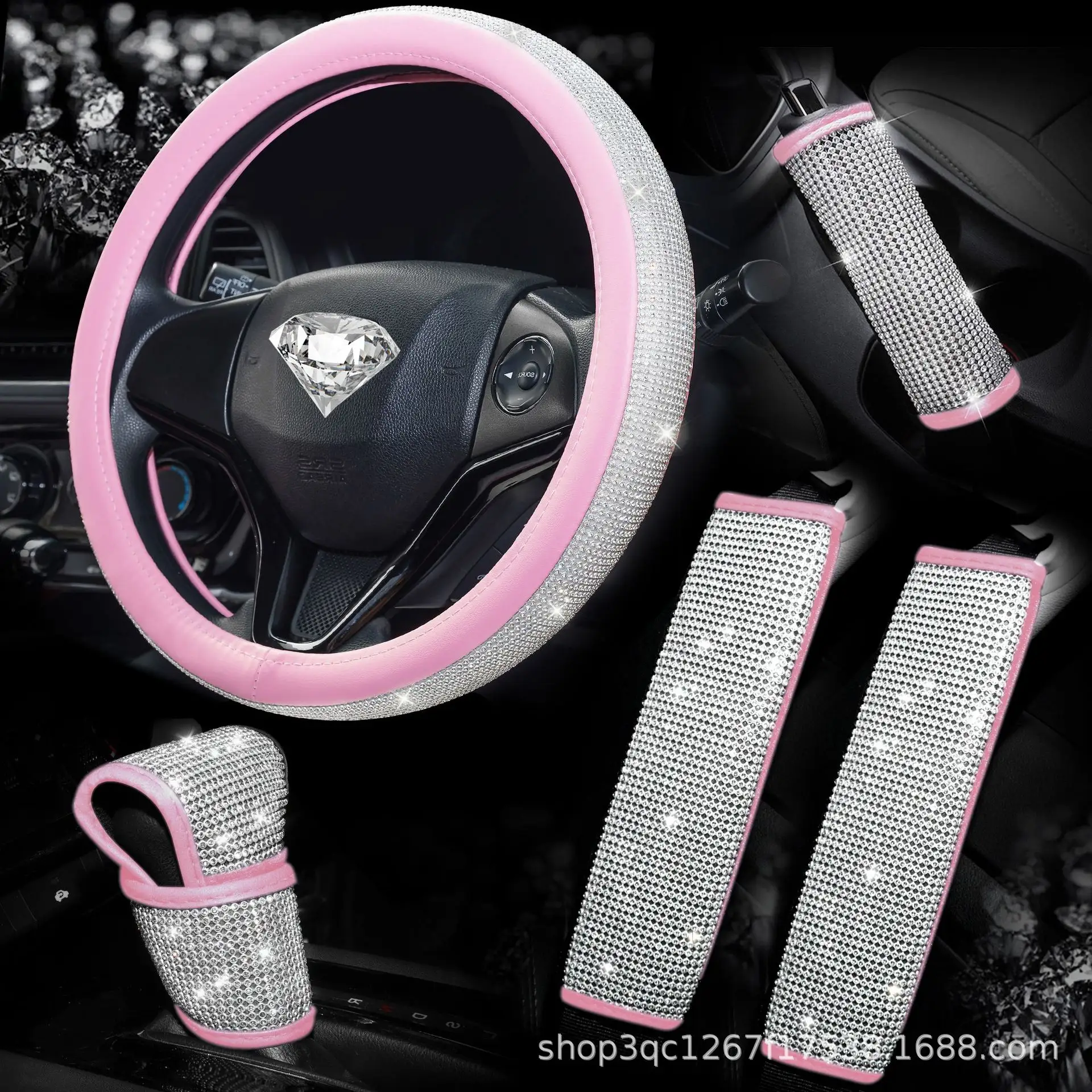 Housse de frein à main en cristal, rose, accessoires de voiture, 2021