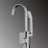 Frap mélangeur de bain-douche sur pied, noir mat, mitigeur de douche sur pied, baignoire sur pied, remplisseur de douche, robinet de baignoire sur pied