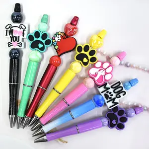 New Design Diy Soft Material Coffee Dogs Paw Print Pvc Focal Bead Dogs Pens Beads For Pen Making