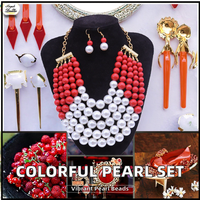 Parure de bijoux Hyperbole plaquée or avec perles d'imitation multicouches pour femme, collier et boucles d'oreilles pendantes, cadeau de mariage