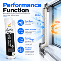 Scellant en mousse PU micro-moussante noire haute densité MUCHAO A15 750 ml pour l'étanchéité des joints de construction, les projets d'isolation des fenêtres et des portes