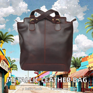 Sac à bandoulière vintage en cuir véritable avec une seule poignée, fermeture éclair, imperméable, pour femmes, marron foncé, sac fourre-tout pour un usage quotidien, toutes saisons - Product Image 2