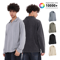 T-shirt vintage en coton épais 400g, délavé et vieilli, 100% coton, col rabattu, bords déchirés, manches longues, coupe ample