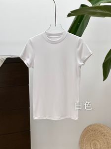 เสื้อยืดคอกลมทรงเข้ารูปสำหรับผู้หญิง ผ้าโมดอล/คอตตอน ระบายอากาศได้ดี ใส่สบายช่วงฤดูร้อน ยืดหยุ่นสูง ไหล่ตรง ทรงเข้ารูปด้านหลัง - Product Image 3