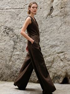 OUDINA New Zweiteiliges Set Damen bekleidung Ärmellose Crop Tops Hose mit hoher Taille Einfarbiges 2-teiliges Set Damen - Product Image 2