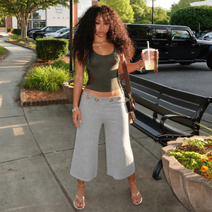 Pantalon d'été droit extensible et respirant avec cordon de serrage pour femme, taille mi-haute, décontracté, style streetwear - Product Image 4