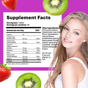 Tabletas Efervescentes de Colágeno en Oferta, Suplemento de Vitamina E, Vitamina C y Biotina, 100% Natural a Base de Hierbas, para el Cabello y la Piel de Adultos - Product Image 2