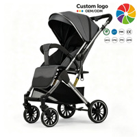 Poussette Bébé Haut de Gamme Personnalisée en Usine, Poignée Réversible, Pliable, Inclinable, Absorption des Chocs, Poussette de Voyage Assise-Allongée