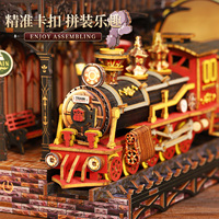 Kit DIY de Diorama de Gare à Plateforme Zéro Steampunk avec Éclairage LED, Mini Gare Ferroviaire en Bois, Serre-livres, Vente en Gros Usine