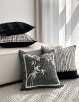 Housse de coussin jacquard de luxe moderne, coussin rayé pour le salon, décoration de la maison