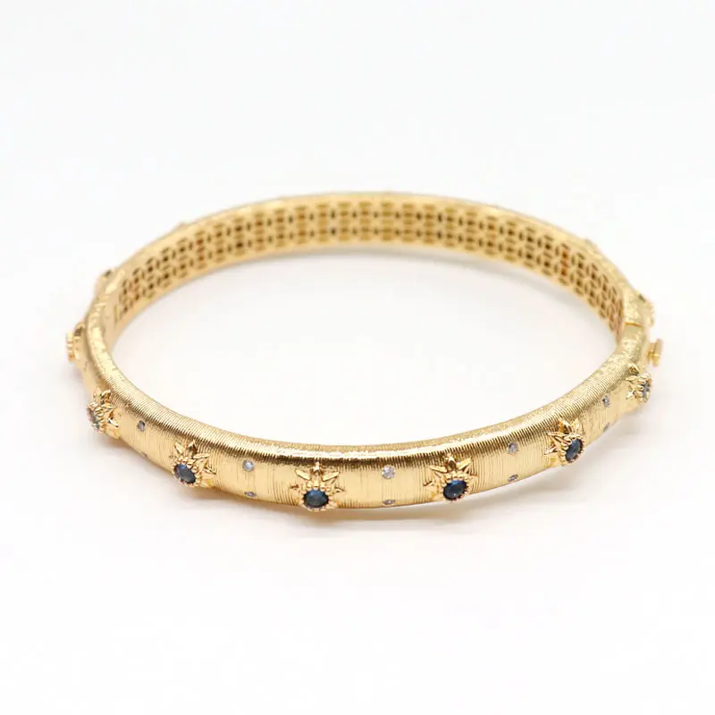 Brazalete de oro árabe de plata de 18K, brazaletes chapados en oro, pulseras geométricas de moda, ajuste de garra de 24 quilates de 10 gramos
