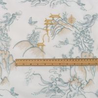 Tissu brodé paysage chinois exquis avec sequins brillants et motif de pagode montagneuse pour robe Cheongsam de luxe