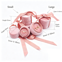 Boîte à bijoux carrée en velours rose avec nœud en ruban, étui organisateur pour bagues, colliers, boucles d'oreilles, cadeau fait main pour la Saint-Valentin