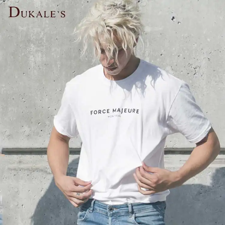 Dukales 반팔 기본 코튼 티셔츠 빈 인쇄 코튼 Tshirt 유니섹스 180gsm 100% 코튼 맞춤형 화이트 티셔츠