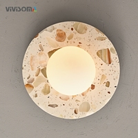 Lampe de plafond en terrazzo style mi-siècle crème CM38069, design G9 en cuivre de haute qualité pour l'éclairage des halls, couloirs, balcons et passages